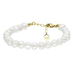 Perlový náramek Antonella Gold - řiční perla, chirurgická ocel, Zlatá 16 cm + 3 cm (prodloužení)