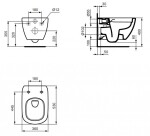 IDEAL STANDARD - Tesi Závěsné WC, RimLS+, Ideal Plus, bílá T4932MA