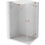 MEXEN/S - Lunar L sprchový kout čtvrtkruh křídlový levá 100 x 90, transparent, měď kartáčovaná 833L-100L-090P-65-00