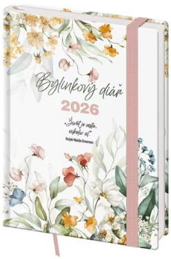 Diář 2026 týdenní B6 bylinkový Flowers s gumičkou