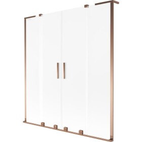 MEXEN/S - Velar L Duo dvoukřídlá posuvná vanová zástěna 150 x 150, dekor, růžové zlato 896-150-003-32-60