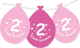 Balónek růžový KRÁSNÉ NAROZENINY číslo 2 visící - 5 ks balonky.cz Balónek růžový KRÁSNÉ NAROZENINY číslo 2 visící - 5 ks balonky.cz