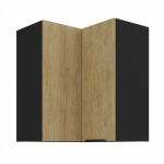 Horní rohová skříňka Cremona 60x60 GN-72 2F (90°) Barva korpusu: Černá, Barva dvířek: Dub Cremona