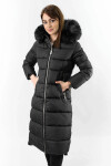 Černá dlouhá dámská zimní bunda s kapucí (7688BIG) odstíny černé 48