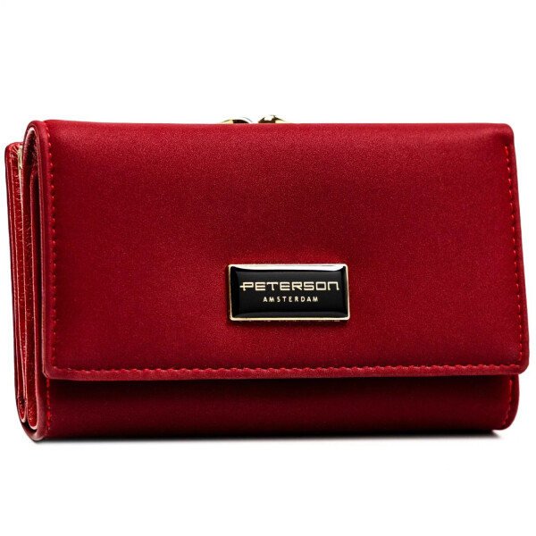 Stylová dámská koženkovo-kožená peněženka Peterson Wade, červená