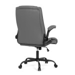 Křeslo kancelářské, šedá ekokůže, kovový kříž, kolečka na tvrdé podlahy