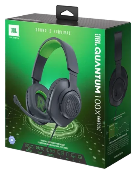 JBL Quantum 100X Console zelená / Sluchátka / Herní / Přes hlavu / Drátová