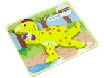 Mamido Dřevěné puzzle pro nejmenší dinosaurus žluté