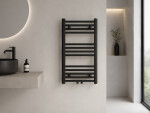 CERANO - Koupelnový radiátor Benito - středové připojení 50mm/boční - 265 W - černá matná - 700x450 mm CER-401729