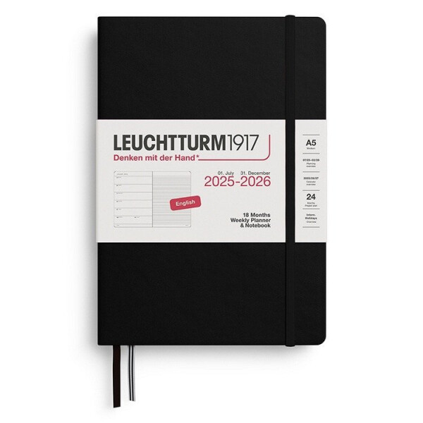 Weekly Planner Notebook 2026 Medium (A5) 18 Months Black