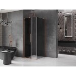 MEXEN/S - Velar L sprchový kout, posuvné dveře 120 x 120, grafit, měď kartáčovaná - 871-120-120-33-65 871-120-120-43-65