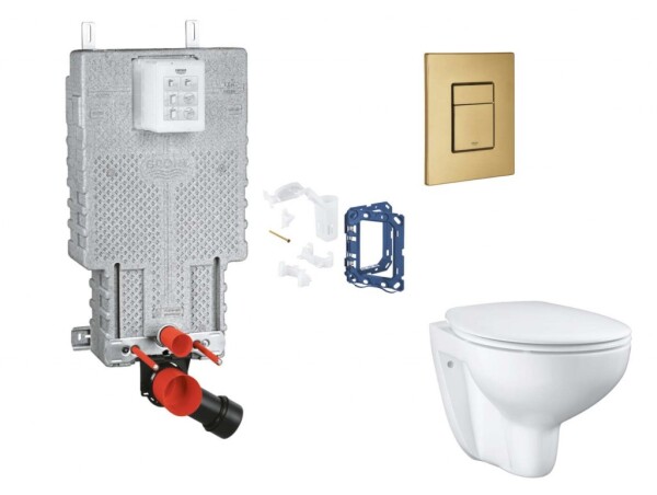 GROHE - Uniset Set předstěnové instalace, klozetu, sedátka SoftClose, tlačítka Skate Cosmopolitan a sady pro vhazování tablet, kartáčovaný Cool Sunrise SANI15BB4121