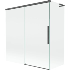MEXEN/S - Rox L vanová zástěna 2-křídlová posuvná 150 + 70 x 150, transparent, grafit kartáčovaná 8C9L-150-070-66-00