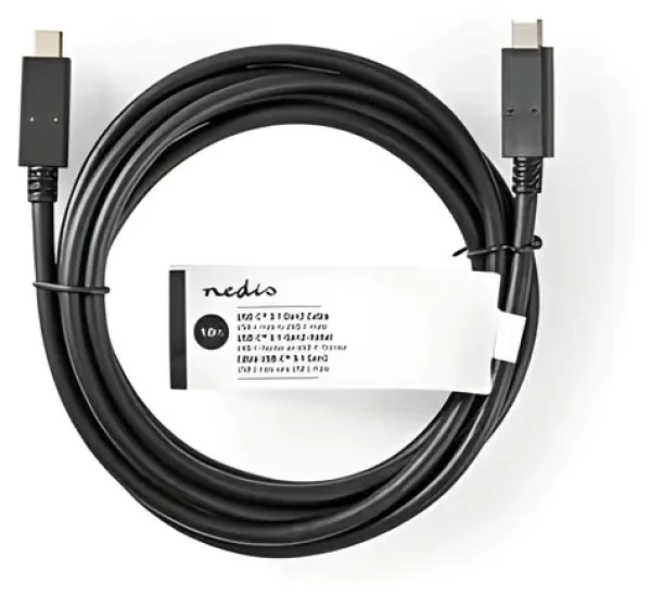 Nedis USB-C - USB-C černá / Datový kabel / USB 3.2 Gen 2 / 10 Gbps / 15 W / 1 m (CCGT64750BK10)