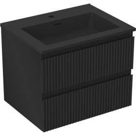 MEXEN/S - Rivel koupelnová skříňka 60 cm s umyvadlem Otis, 2 zásuvky, reliéf , černá mat 91A20-06047-2-BFF71-W18M71