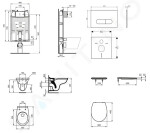 IDEAL STANDARD - ProSys Set předstěnové instalace, klozet Alpha se sedátkem, tlačítko Oleas M1, SoftClose, chrom mat ProSys80M SP113