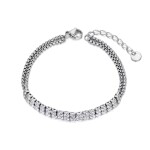 Náramek se zirkony Blanche - tennis řetízek, chirurgická ocel, Stříbrná 17 cm + 3 cm (prodloužení)