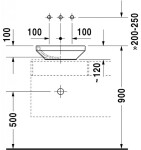 DURAVIT - DuraStyle Umyvadlo na desku, 43x43 cm, bez přepadu, bílá 0349430000