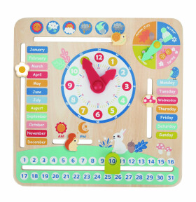 Mamido Dřevěné edukativní hodiny s puzzle - Barevné dny a měsíce