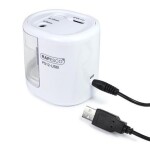 RAPESCO RAPESCO, PS12-USB, stolní ořezávátko se dvěma otvory, vstup na USB nebo baterie, bílá