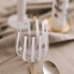 Broste Sklenice White Stripe 350 ml, bílá barva, čirá barva, sklo