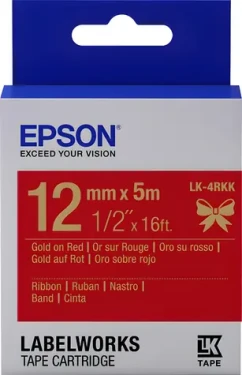 Epson LabelWorks LK-4RKK zlatá na červené / Páska do štítkovače / Saténová / 1,2 cm x 5 m (C53S654033)