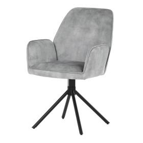 Židle jídelní a konferenční, stříbrná látka v dekoru žíhaného sametu, kovové černé nohy