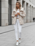 Dámská přechodná prošívaná bunda oversize PUFFILOF light beige FashionStreet TY4856 L