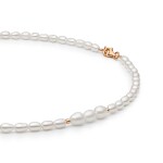 Perlový náhrdelník Sabrina - pravé perly, stříbro 925/1000, Zlatá 45 cm Bílá
