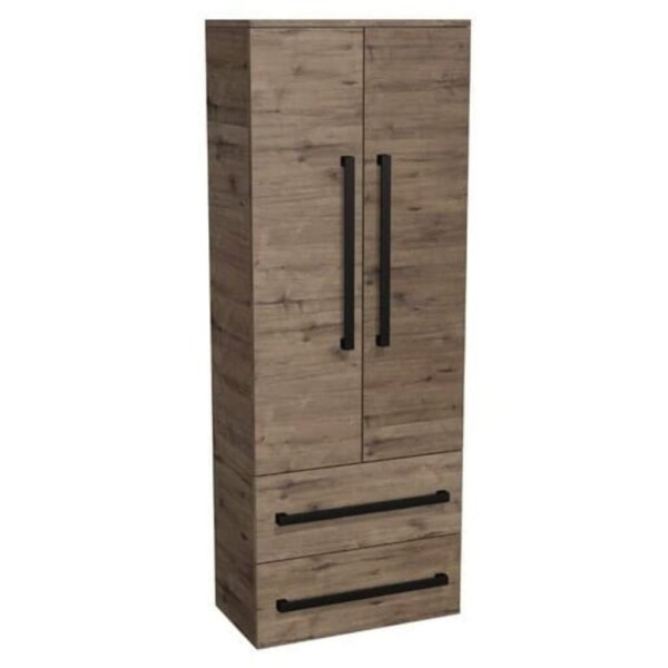 Koupelnová skříňka vysoká s černou úchytkou SAT Cube Way 60x163x33 cm dub Wellington mat CUBE3CV60DW CUBE3CV60DW