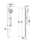 DURAVIT - Sprchy Set sprchové hlavice, tyče a hadice, 3 proudy, chrom/bílá UV0682004005