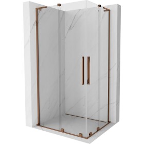 MEXEN/S - Velar L Duo sprchový kout, posuvné dveře 90 x 80, transparent, růžové zlato 871-090-080-02-03-60