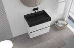 CERANO - Koupelnová skříňka Velora - bílá matná, úchytka černá + umyvadlo z lit. mramoru Vita - černá matná - 70x63x46,5 CER-8050BD83984
