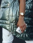 Dámská prošívaná dlouhá vesta s kapucí JESS zelená FashionStreet TY4454 L