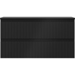 MEXEN/S - Rivel koupelnová skříňka pod umyvadlo 90 cm s deskou, 2 zásuvky, reliéf , černá mat 91A20-09047-2-BFFC71