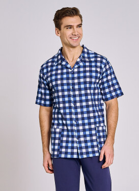 Taro Sammuel 3183 pyžamo kr/r M-2XL pánské pyžamo na zip modrá XL