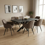 Jídelní židle, hnědá, sametová látka, DCH-425 BR4