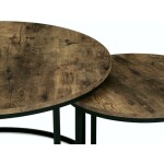 Set 2 ks stolků, MDF deska, dekor staré dřevo, kovová podnož, černý lak