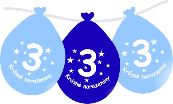 Balónek modrý KRÁSNÉ NAROZENINY číslo 3 visící- 5 ks balonky.cz Balónek modrý KRÁSNÉ NAROZENINY číslo 3 visící- 5 ks balonky.cz