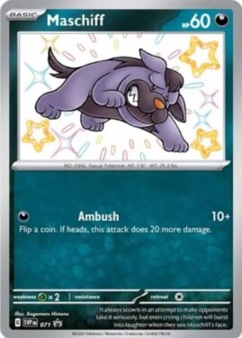 Pokémon promo karta shiny Maschiff z Paldean Fates