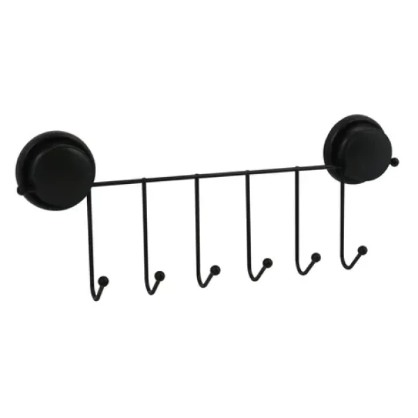 MSV MEGA VENTOUSES věšák s přísavkou s 6 háčky černý / ocel / plast / 38 cm (3700703919575)