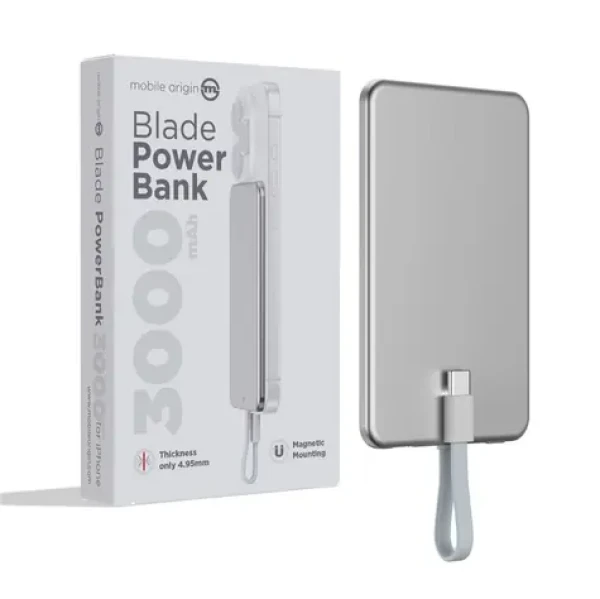 Mobile Origin Blade PowerBank 3000mAh stříbrná / 2x USB-C / MagSafe (PBB-3KC-SLV)