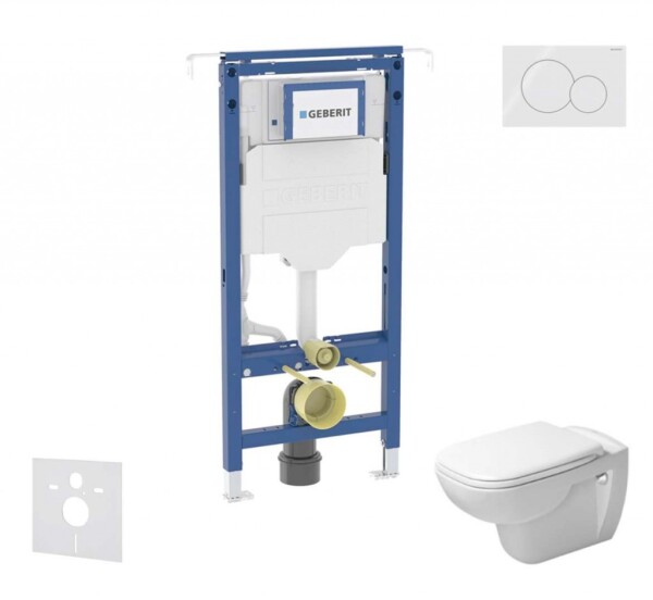 GEBERIT - Duofix Set předstěnové instalace, klozetu a sedátka Duravit D-Code, tlačítka Sigma01, Rimless, SoftClose, alpská bílá SANI11CP3101