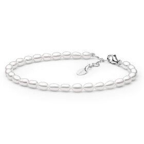 Perlový náramek Tália - stříbro 925/1000, 4.5-5.5 mm říční perla, 18 cm + 3 cm (prodloužení) Bílá