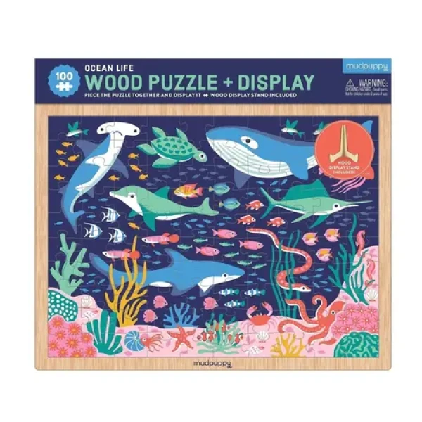 Mudpuppy Dřevěné puzzle: Život v oceánu + stojan