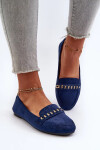 Lesklé dámské mokasíny řetízkem, tmavě modrá Aredilla