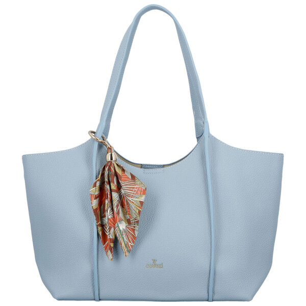 Moderní dámská koženková kabelka na rameno Olga, světle modrá