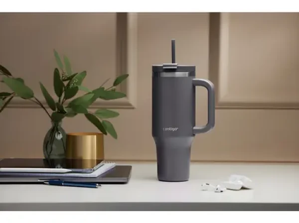 Contigo Thermalock Tumbler šedá / Termo hrnek se slámkou / 1,2 l / nerez / výdrž chladu 29 h (2217788)