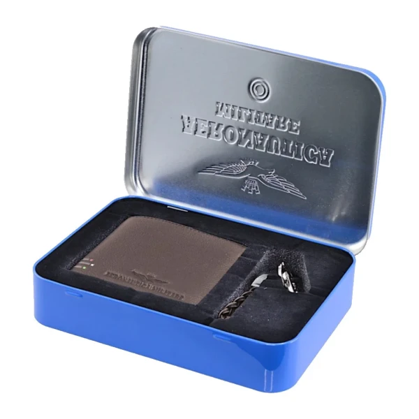Set Peněženka a přívěsek Aeronautica Militare Gift AM-190-25 hnědá