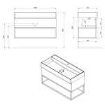 SAPHO - SKARA umyvadlová skříňka 100x50x45cm, černá mat/dub collingwood CG009-1919